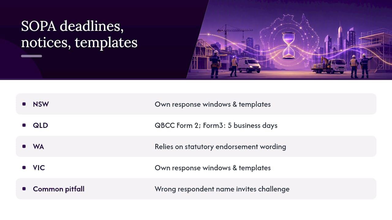 Comparison chart of SOPA deadlines by Australian states