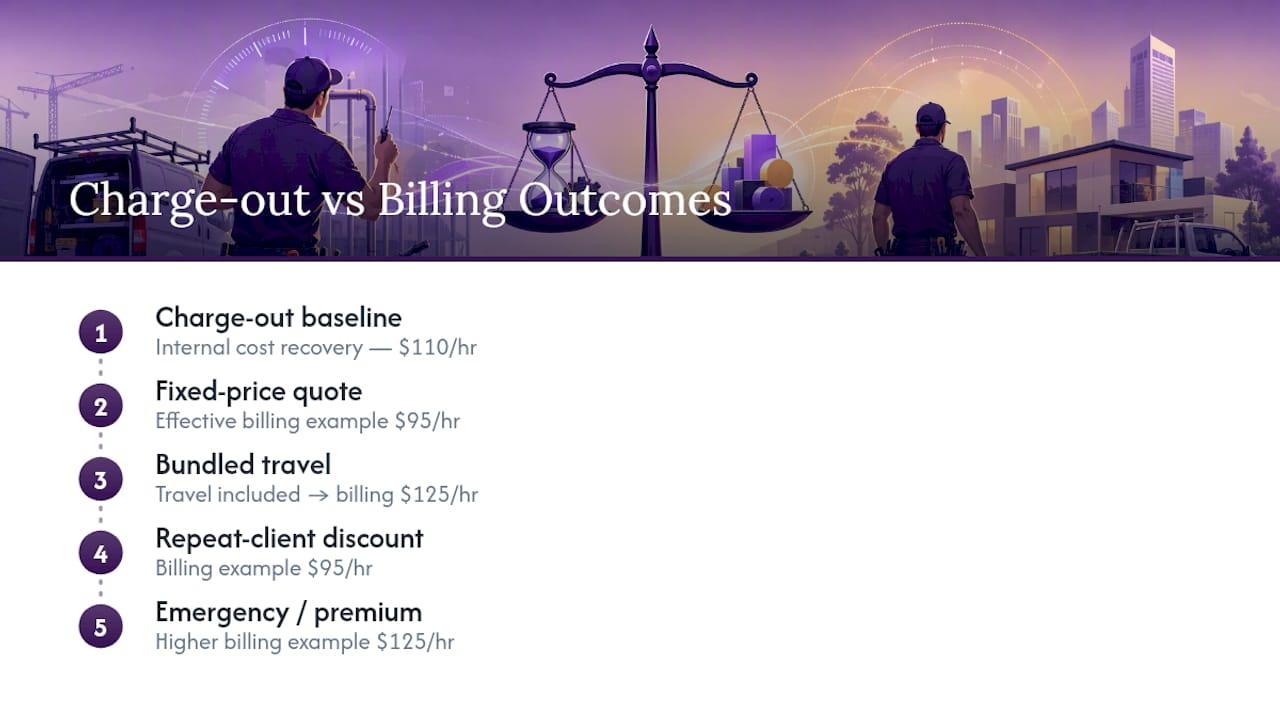 Charge-out rate compared with billing rate