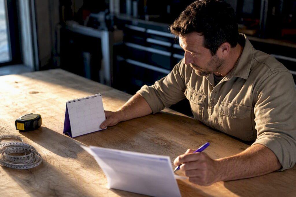 Tradie reviewing quote validity period
